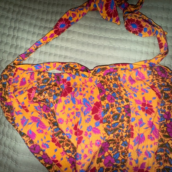 Free People Pants Bail Sultry Bohemian Flare Floral Belted Cottage NWOT Sz L - Picture 12 of 16